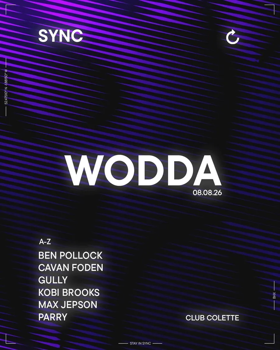 SYNC presents Wodda at Club Colette, 8 August 2026 — event poster